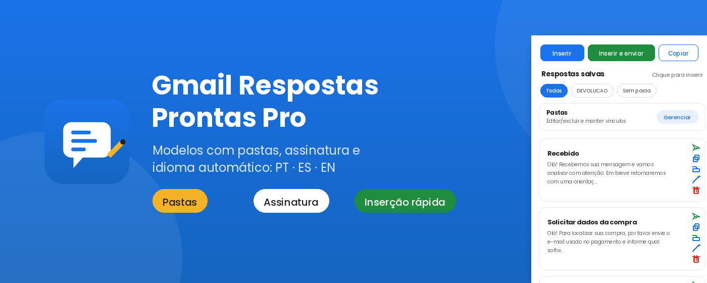 Gmail Respostas Prontas Pro